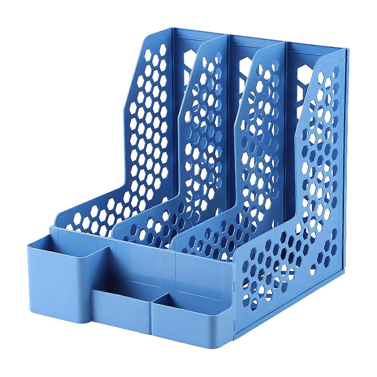 M&G Magazine File Holder Desktop Organizer, 3 Parts Plastic File Holder Storage With Pen Holder