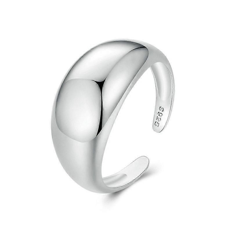 S925 Sterling Silver Plain Aperture Adjustable Ring
