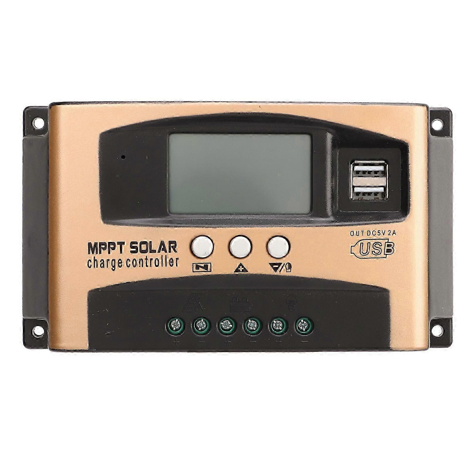 Solar Charge Controller MPPT Solar Charge Controller Solar Panel Regulator with LCD Display Paremeter Adjustable Gold 100A