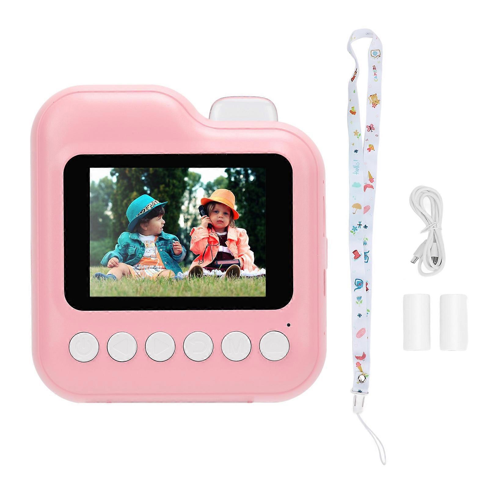 Instant Camera Kids 2.4 Inch Screen 48MP Toddler Digital Video Cameras with 2 Roll Print Paper for Child