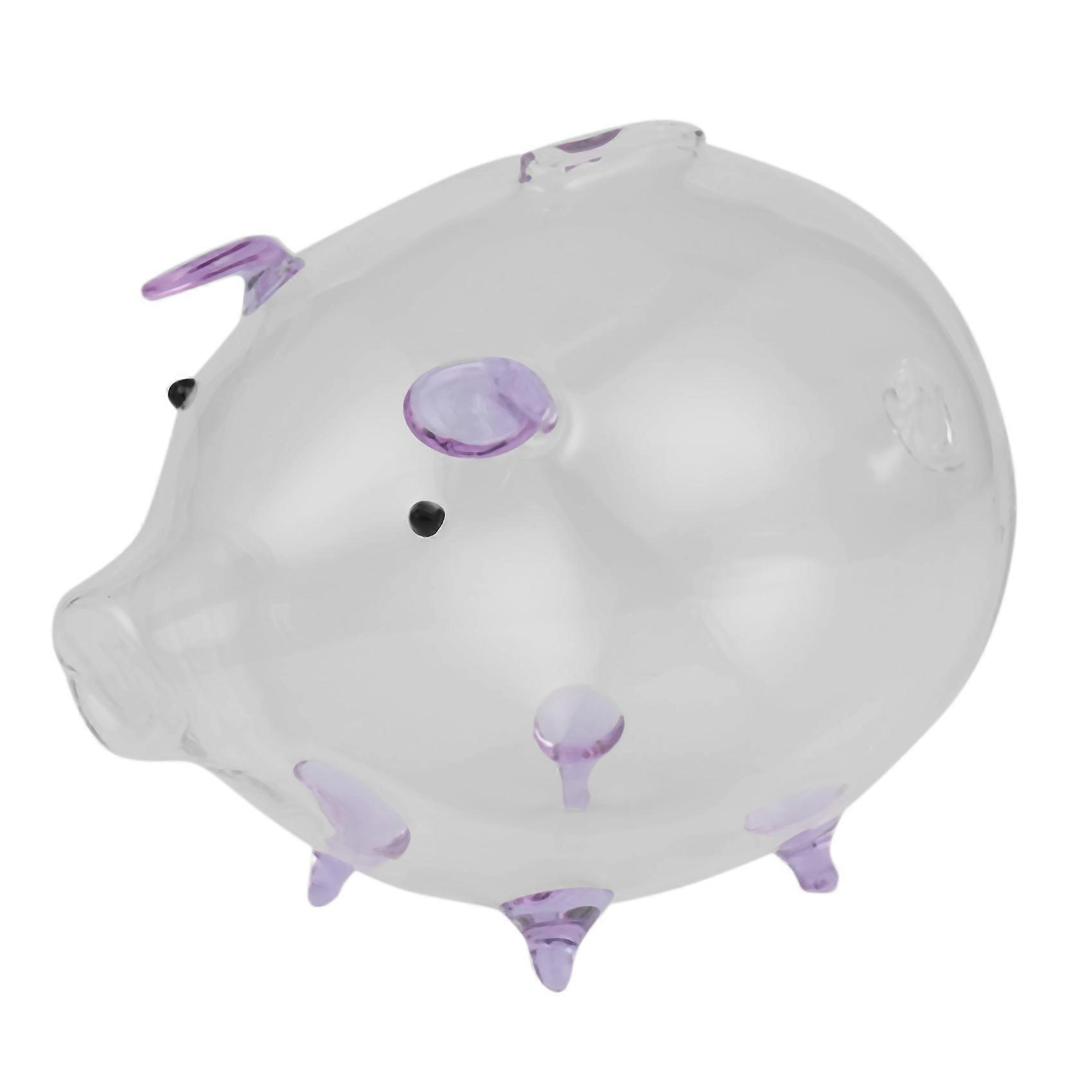 Pig Bank Coin Saving Box Transparent Glass 