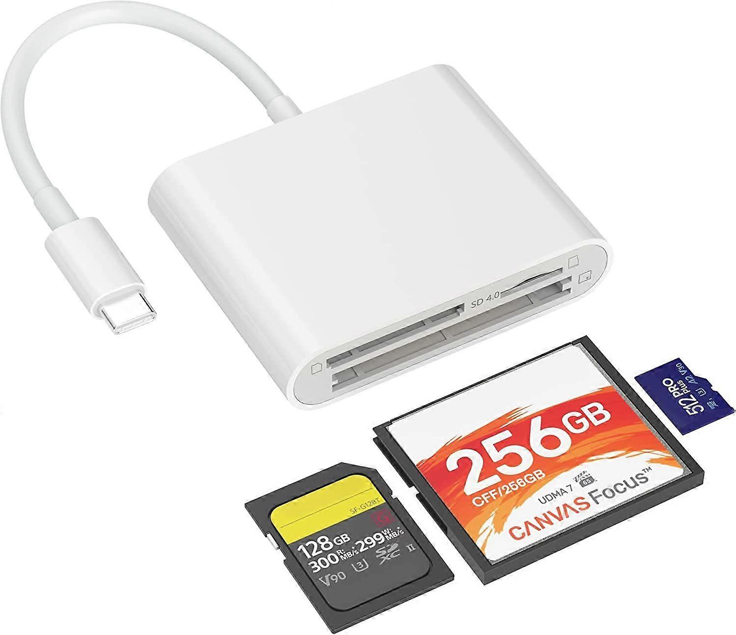 USB C CF/SD 4.0/MicroSD Card Reader,Tiansong 3 in 1 USB 3.0 CF SD TF Memory Card Adapter 5Gbps Read Write Simultaneously for UHS-II SD CF RS MMC with 
