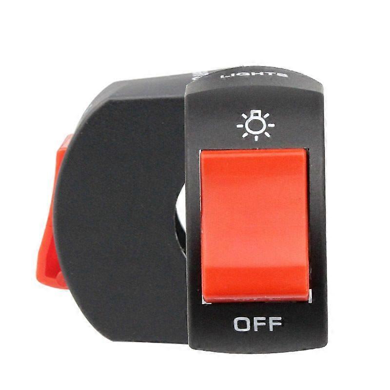 Motorcycle Handlebar Switch, Waterproof LED On/Off Electric Motorcycle Handlebar Mount Switch with Button (Red)
