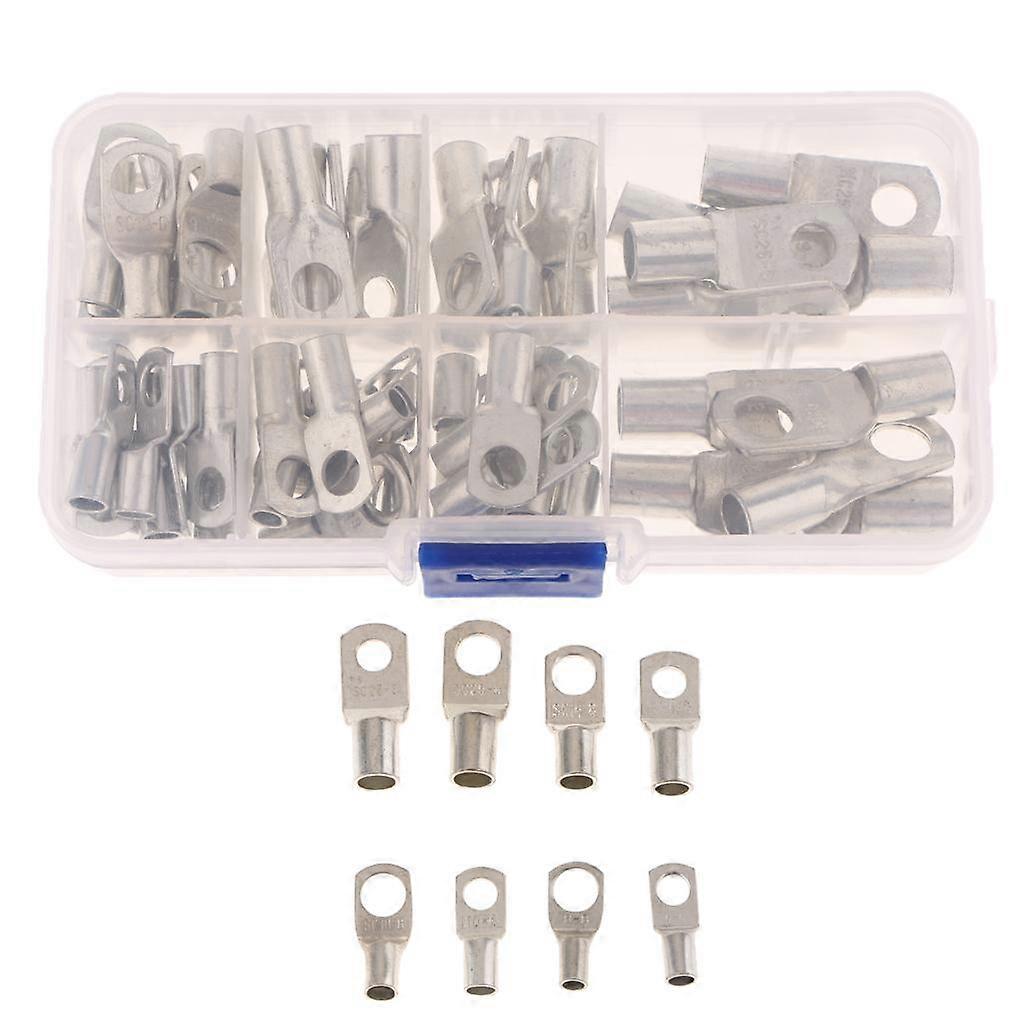 60PCS Tinned Copper Wire Lug Cable End Eyelets Ring Terminal Connector