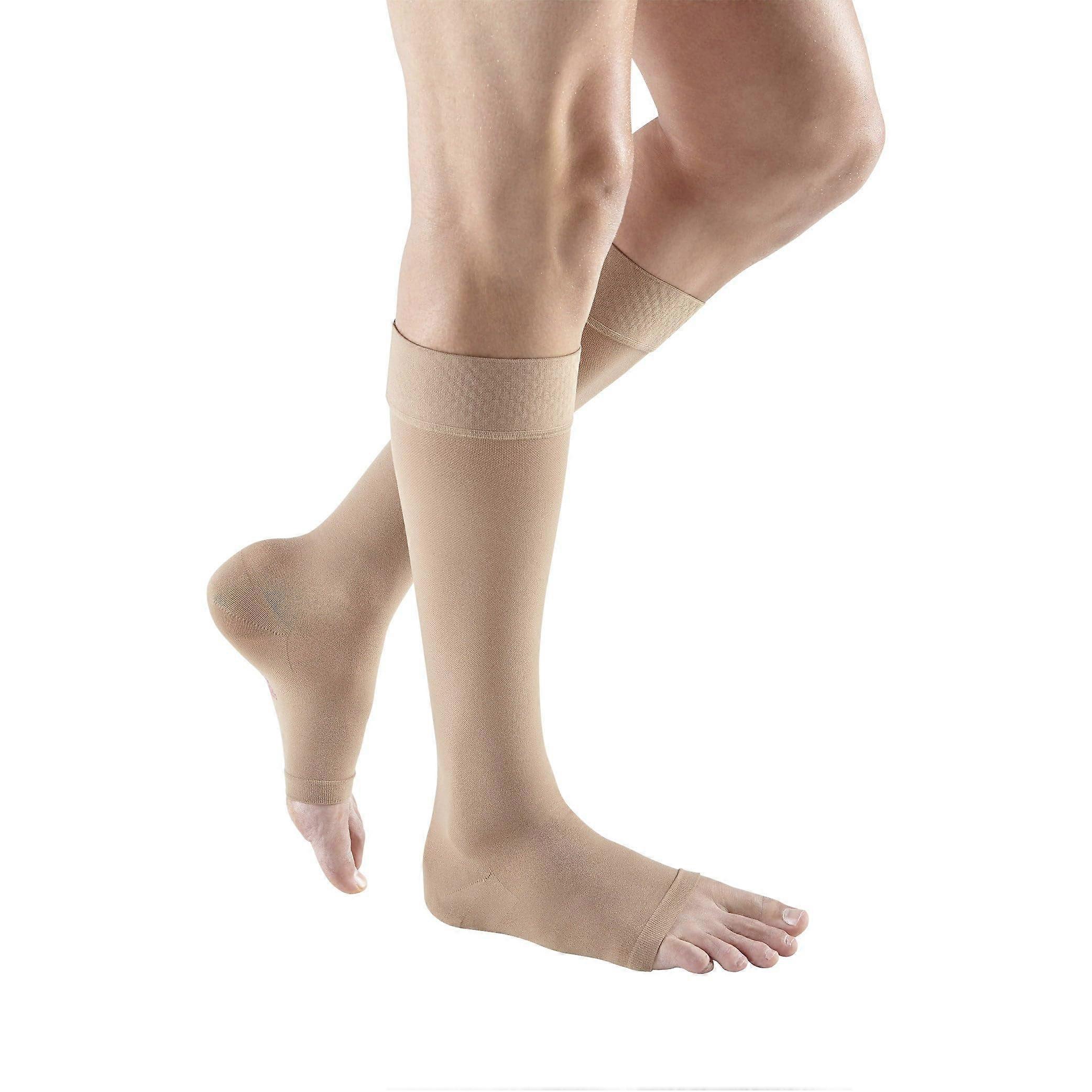 Plus for Men Women, 3040 mmHg – Open Toe, Knee High Compression Socks with Silicone Top Band, Extra Wide