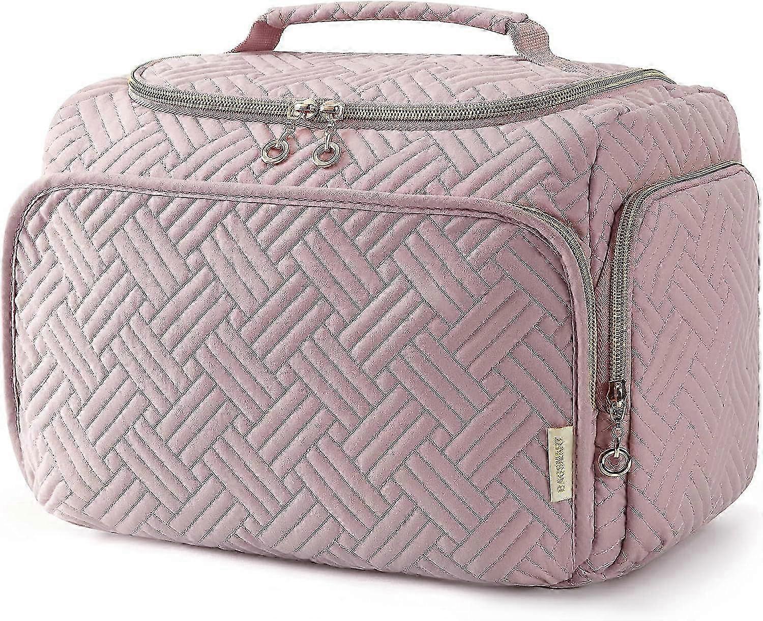 Large Capacity Travel Toiletry Bag with Wide Open Design and Detachable Handle for Makeup and Cosmetic Storage