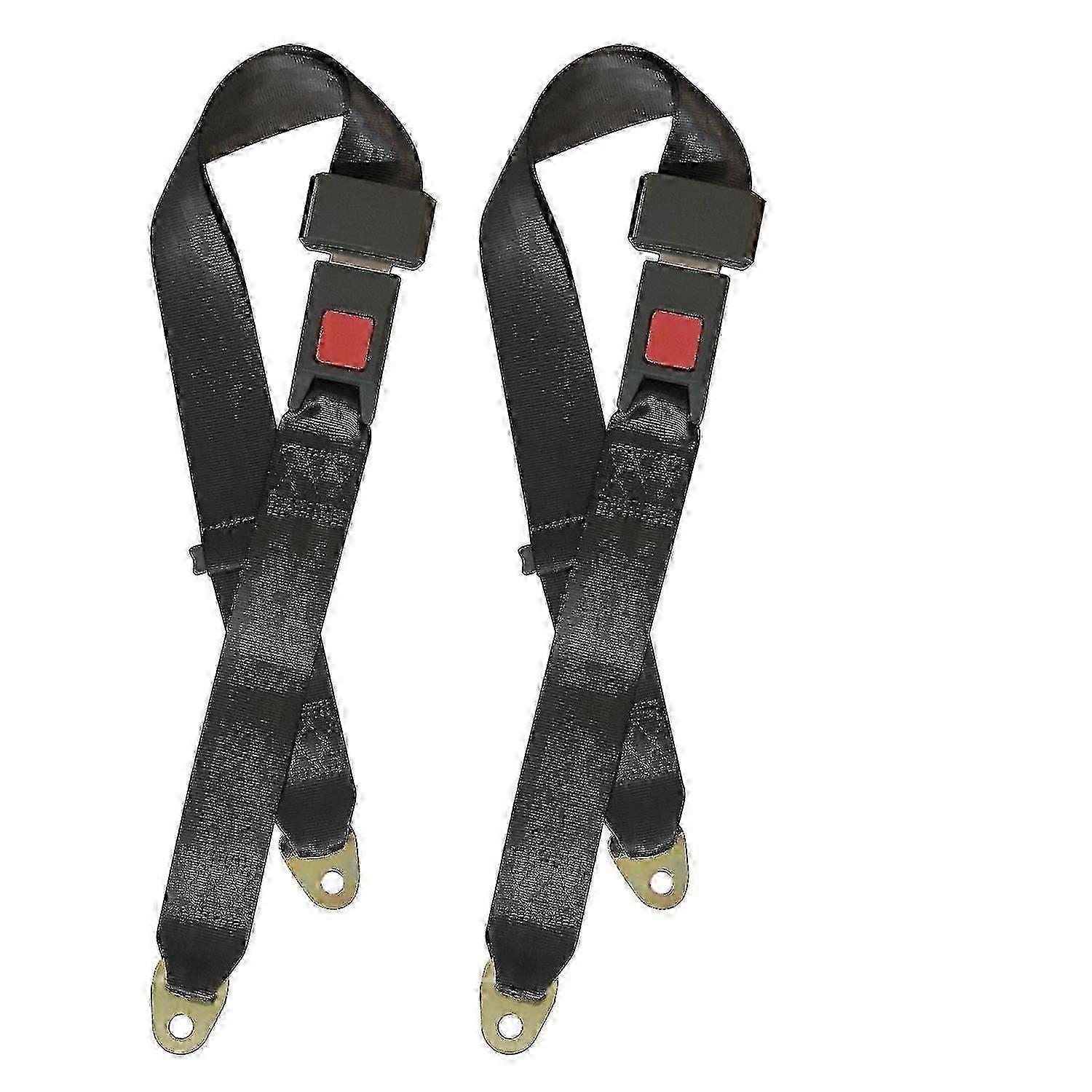 2 Pack Universal Lap Seat Belt 2 Point Adjustable Safety Seat Belt for Go Kart, Club Golf Cart
