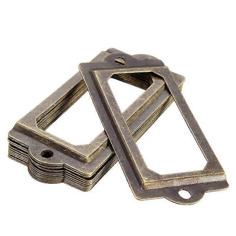 Lebanghui 12pcs Antique Brass Metal Label Pull Frame Handle File Name Card Holder