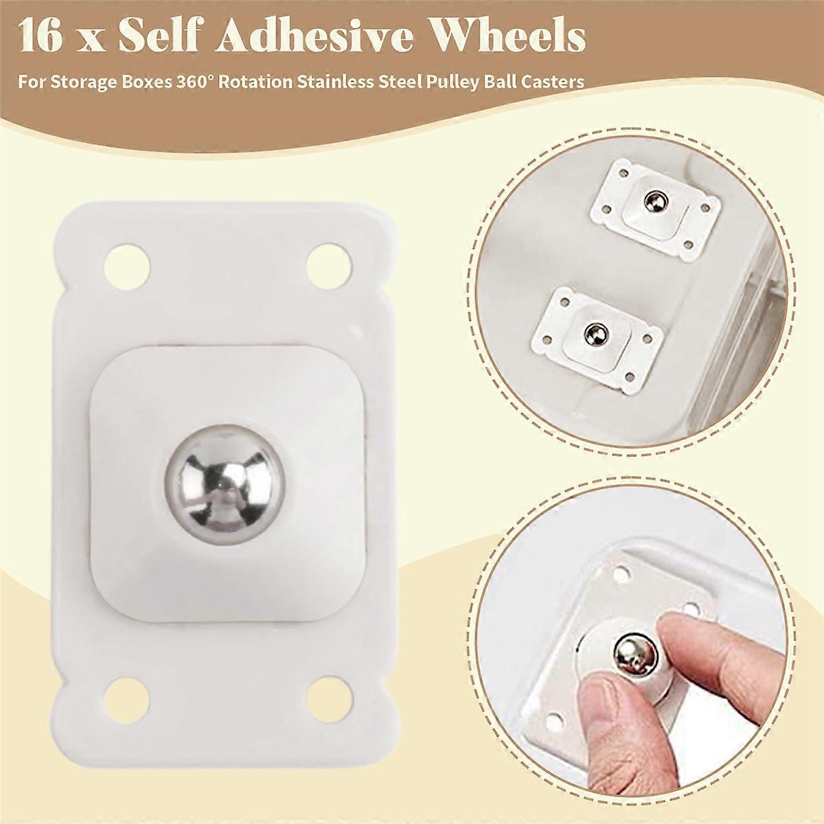 16 Pcs Self Adhesive Wheels 4.5 x 2.8cm(White)