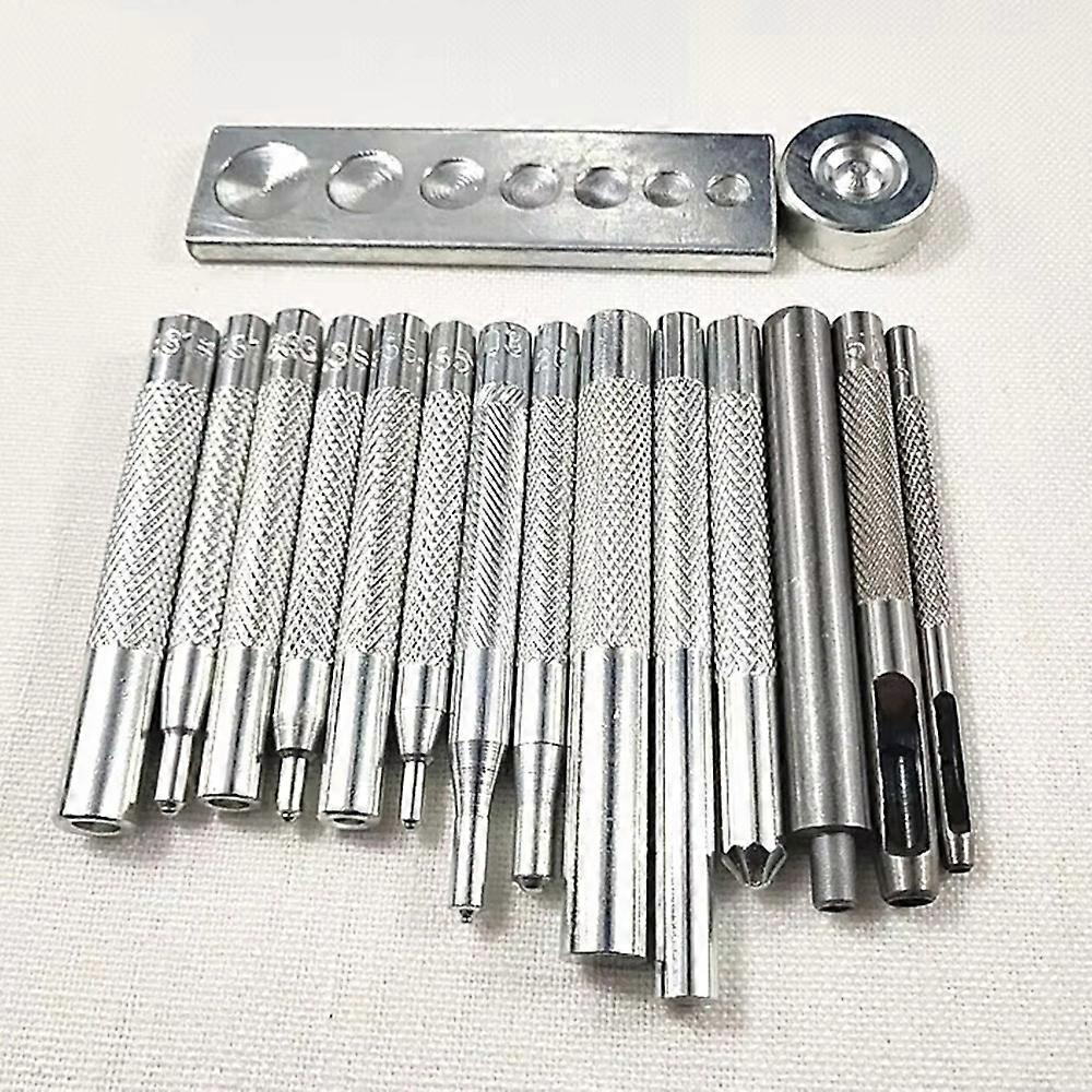 16Pcs/Set DIY Leather Craft Snap Fastener Rivet Metal Installation Tools for Sewing/Punching/Fixing