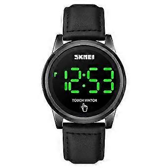 SKMEI 1684 Touch Screen Leather Belt Watch, Color: Black Leather Strap Black