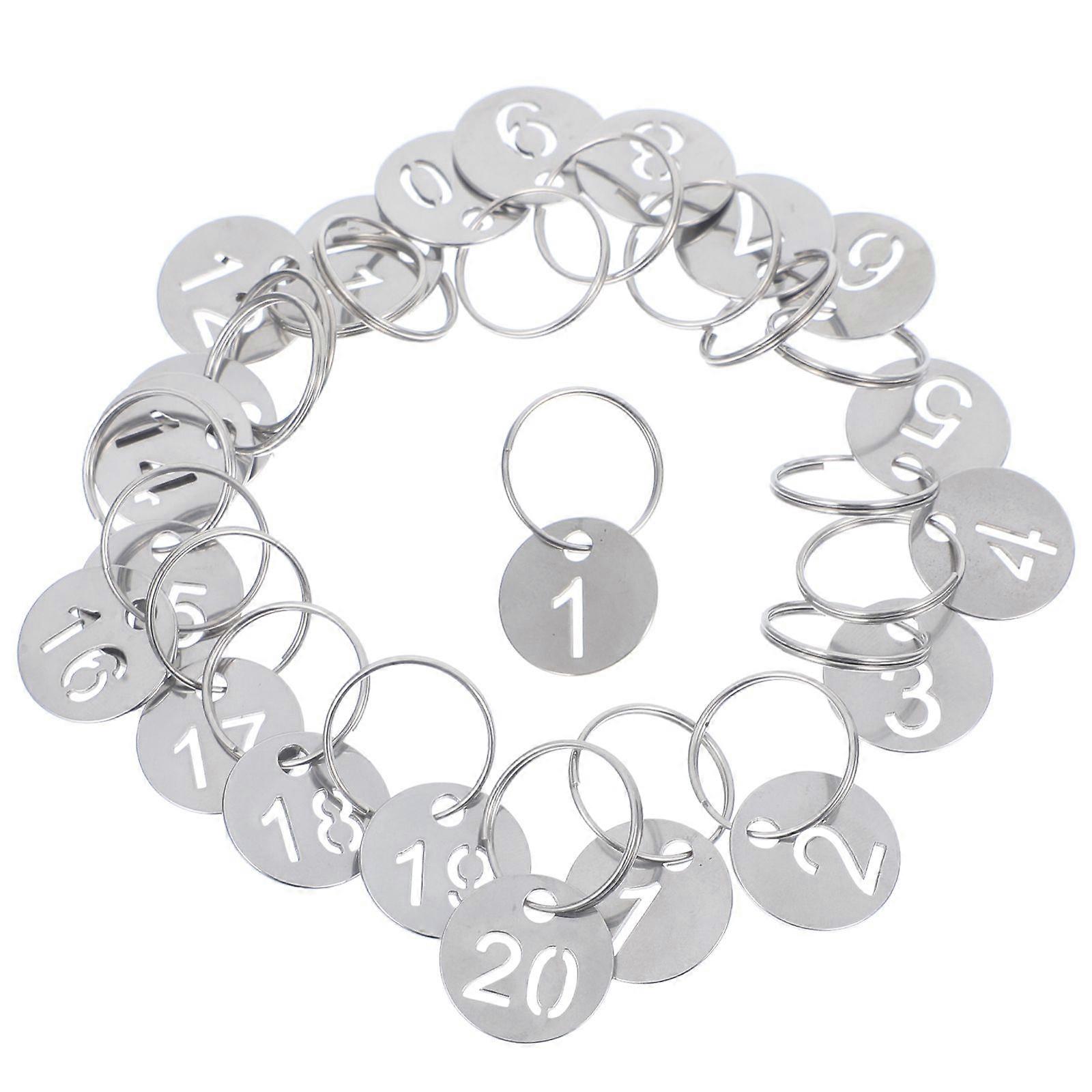 20pcs Round Numbered Tags Stainless Steel Number 1-20 Tags Metal Key Tags