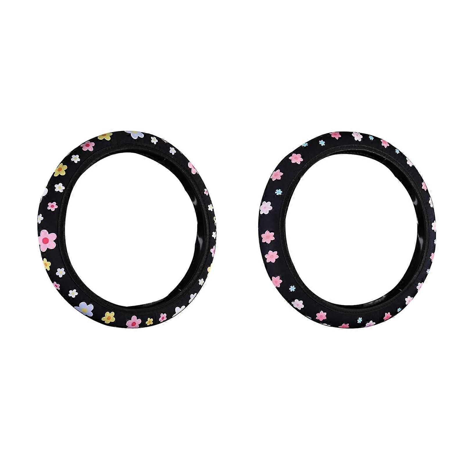 Stylish Flower Print Steering Wheel Covers, Soft and Breathable Fabric, Enhanced Control Comfortable Driving Experience Multicolor