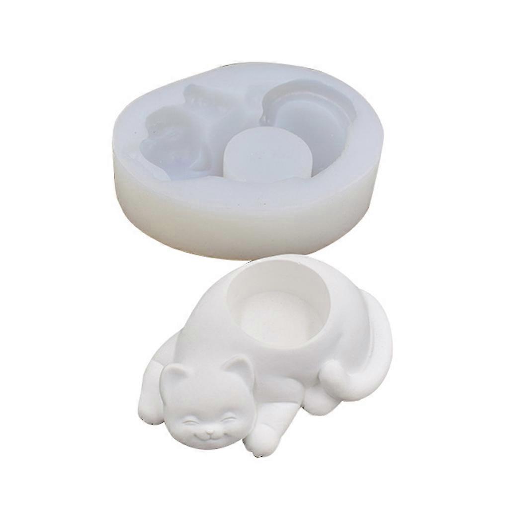 Resin Casting Candles Holders Silicone Molds for Epoxy Resin DIY Sleeping for Cat Trinket Container Candy Box Home Table Multicolor