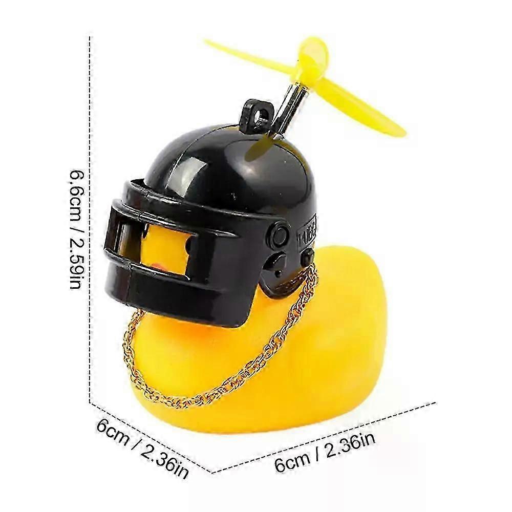 Motorcycle Handlebar Duck Decoration With Propeller Helmet And Light Broken Wind Yellow Duck Cycling Ornament Riding Accesories
