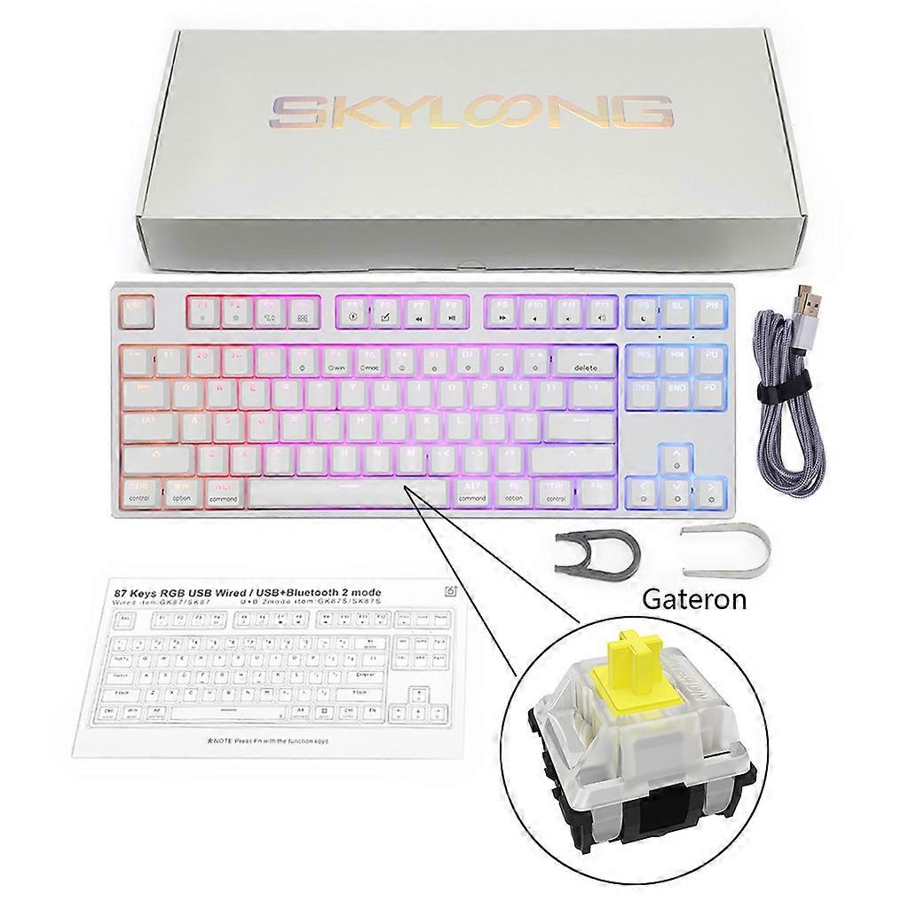 87Keys Wired Keys  Optical Switch RGB Backlight Programmable Mechanical Gaming Keyboard  Optical SK87  White