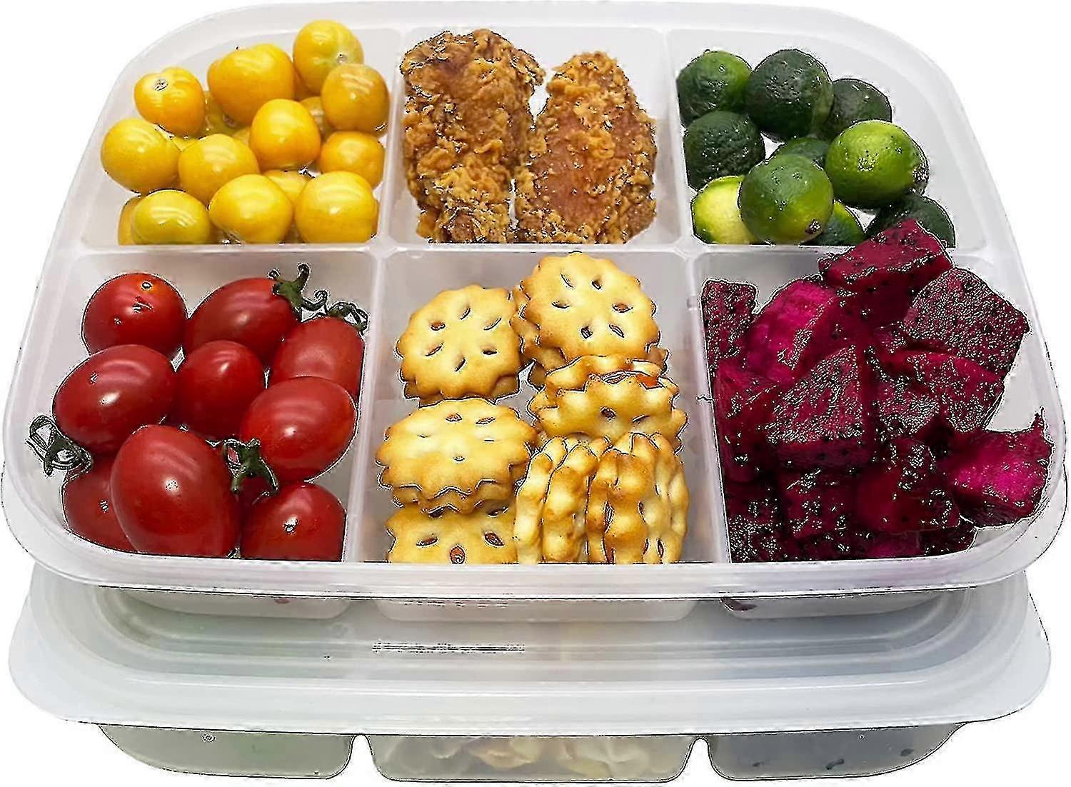 6コンパートメント再利用可能な弁当箱 - 学校/仕事のための子供向け食品準備とスナック容器