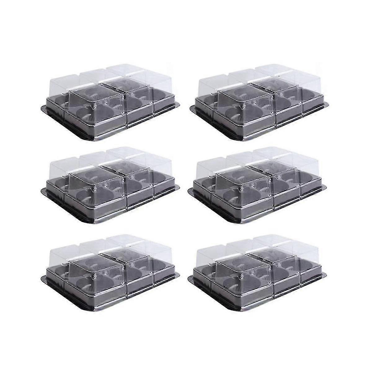 100pcs 6-Cavity Clear Plastic Baking Tray for Cupcake, Muffin, Cookie, Pastry Container