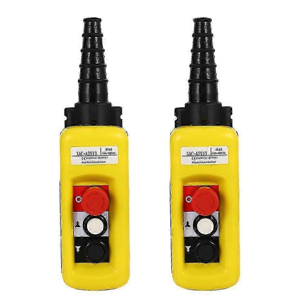 Waterproof Handheld Pushbutton Switch with Dual Control Pendant for Electric Hoist (2PCS)