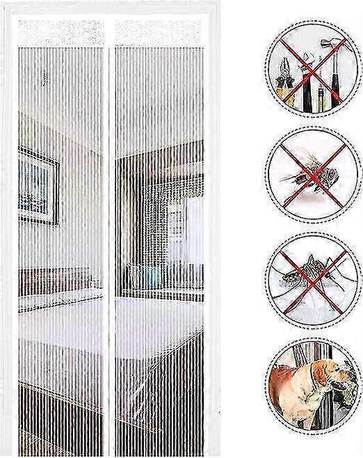 (80x200 cm, White) Magnetic Mosquito Net Automatic Closing Door Curtain Insect Repellent with Magnet