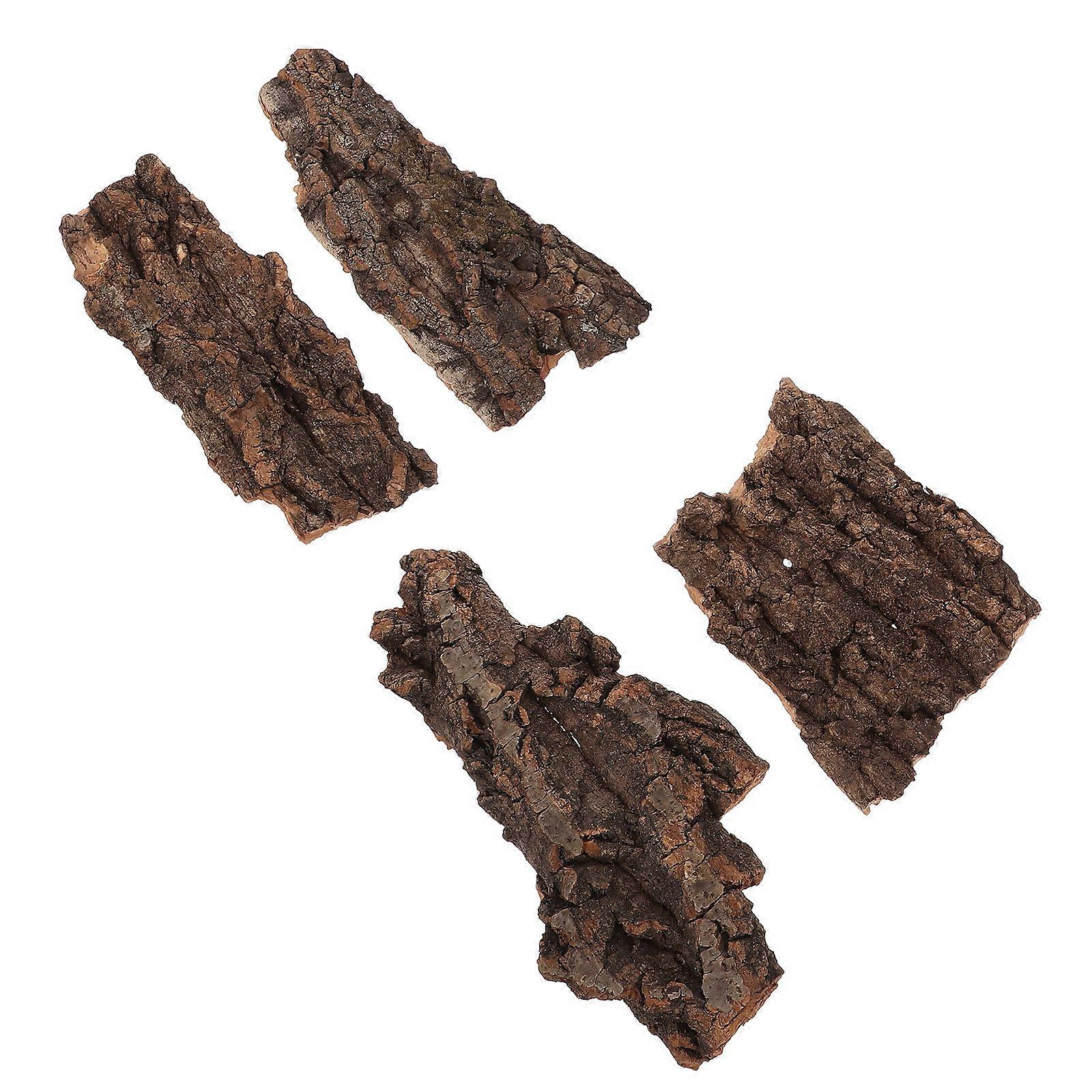4pcs Lizard Hiding Bark Natural Terrarium Decor Durable Climb Platform for Reptiles Enhances Habitat Provides Safe Shelter for Gecko Bearded Dragon