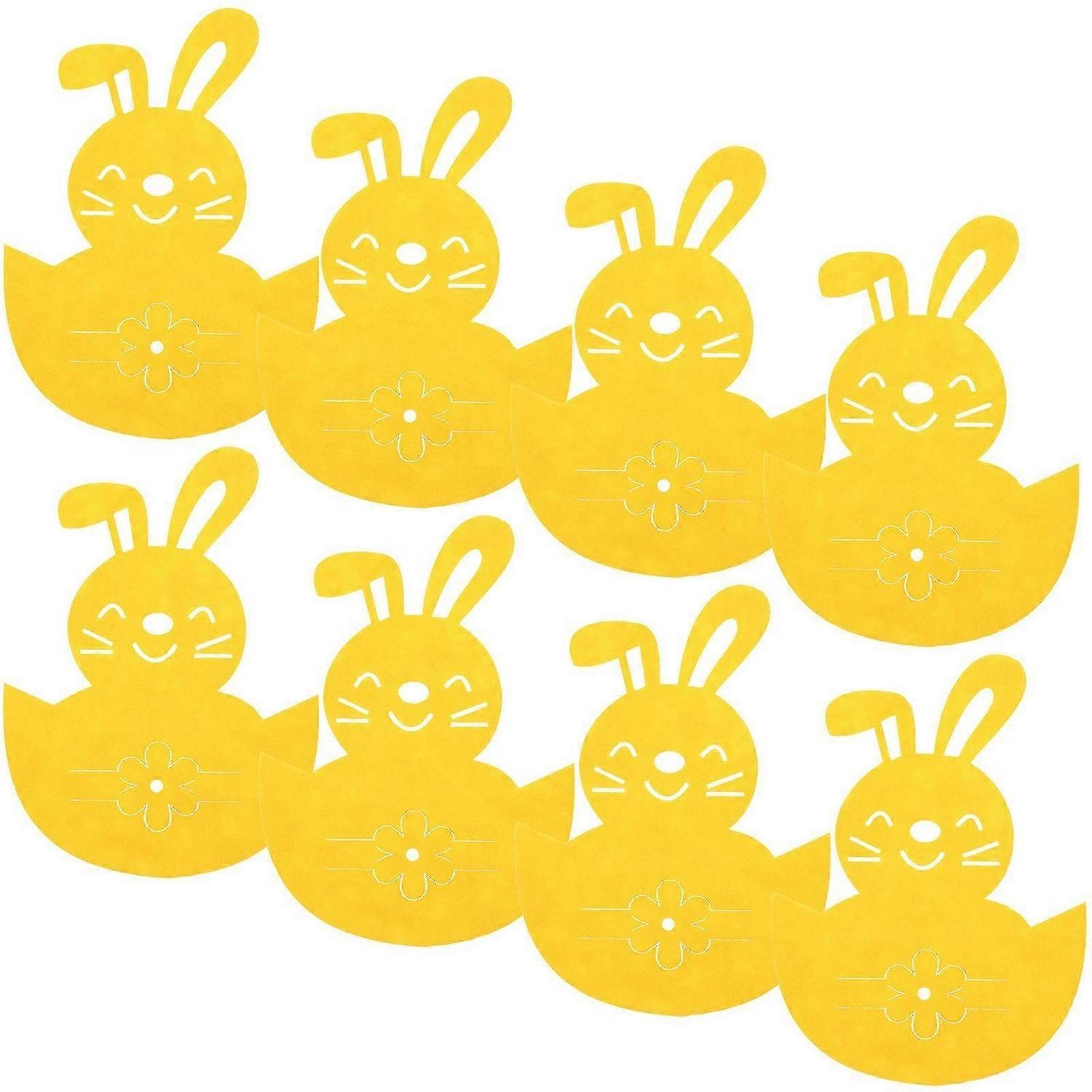 8pcs Easter Bunny Tableware Bags Easter Fork and Knives Bags Easter Bunny Decorations
