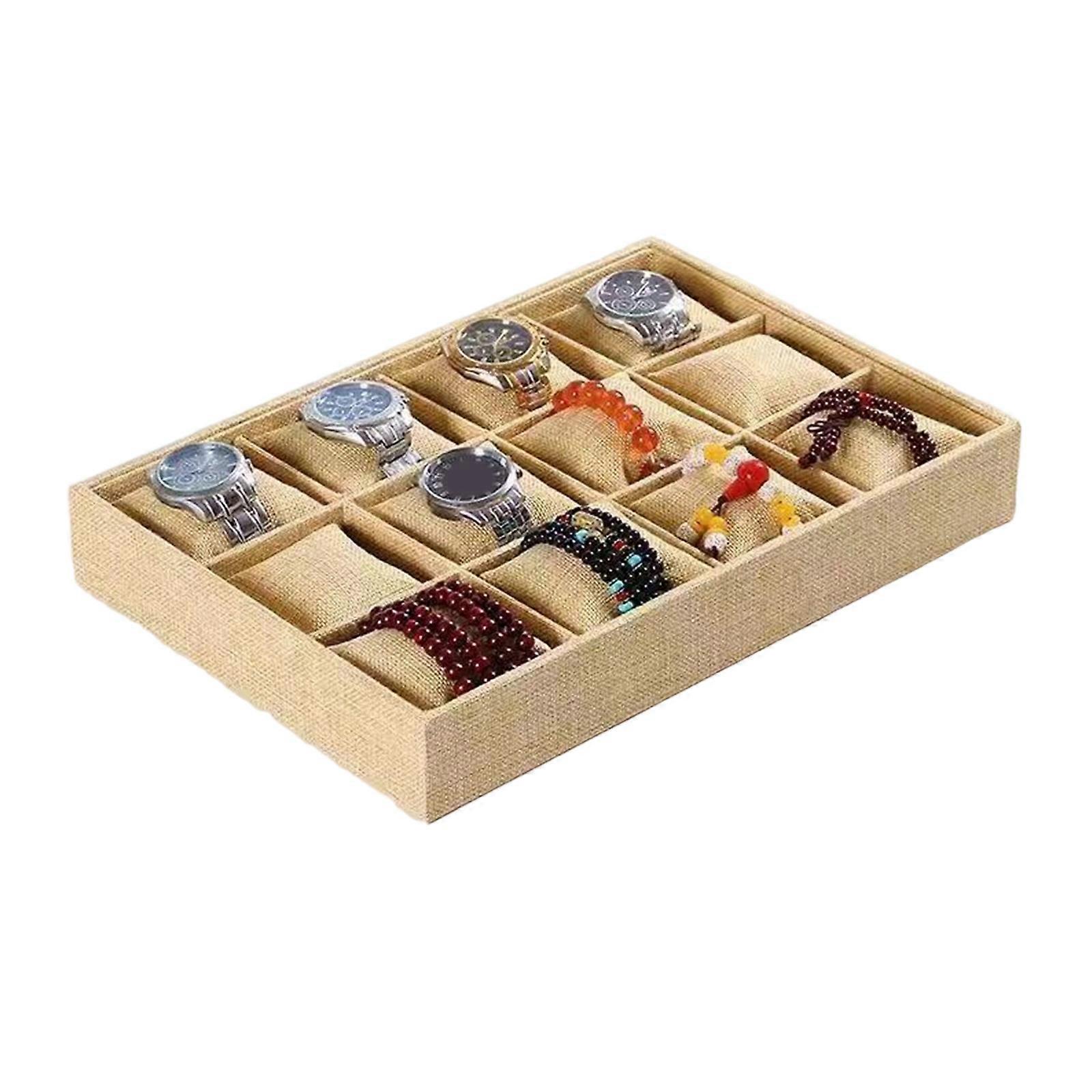 Plüschuhren-Display-Tabletts mit 12 Gittern für organisierte Schmuckpräsentation Luxus-Flanell-Schmuck-Display-Box