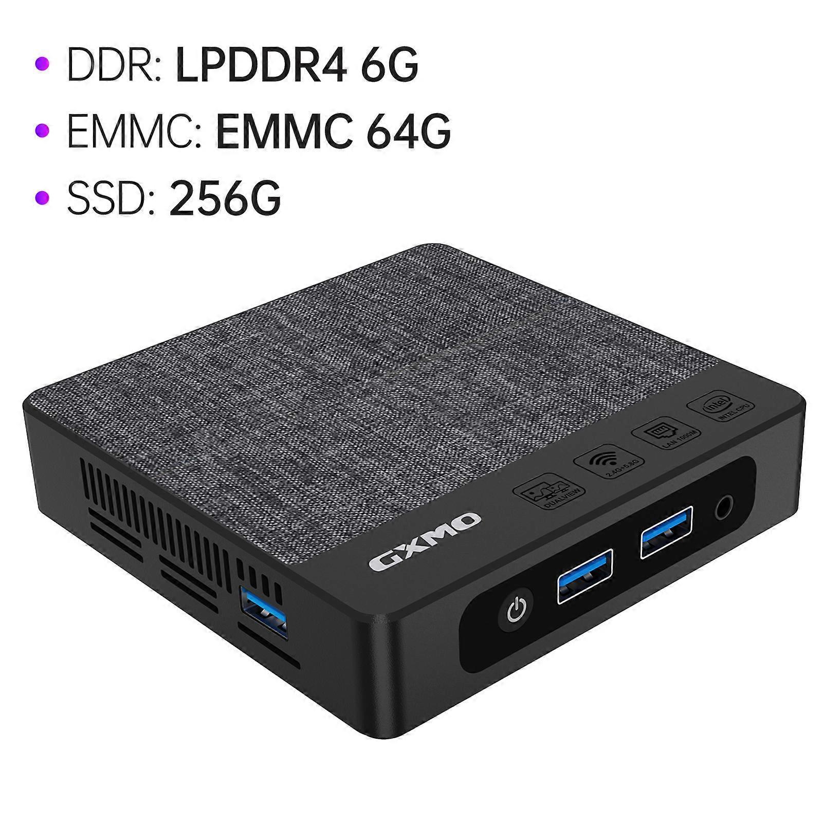 Mini-PC für Win 11 Mini-Desktop-Computer mit Intel Gemini Lake N4000 Prozessor 6G LPDDR4 64G EMMC 256G SSD Unterstützung Dual-Screen 4K Auflösung Wifi BT