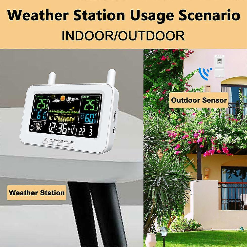 Wireless Weather Station w/ Color LCD, Sensor, Clock, 16x10x4.5cm