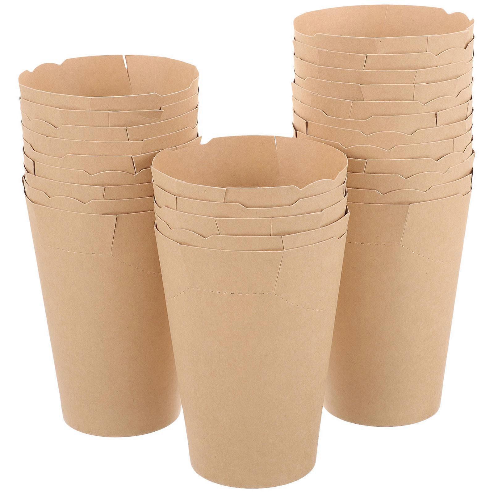 50pcs Khaki Disposable Paper Ice Cream Cups Made from FoodGrade Kraft Paper for Parties