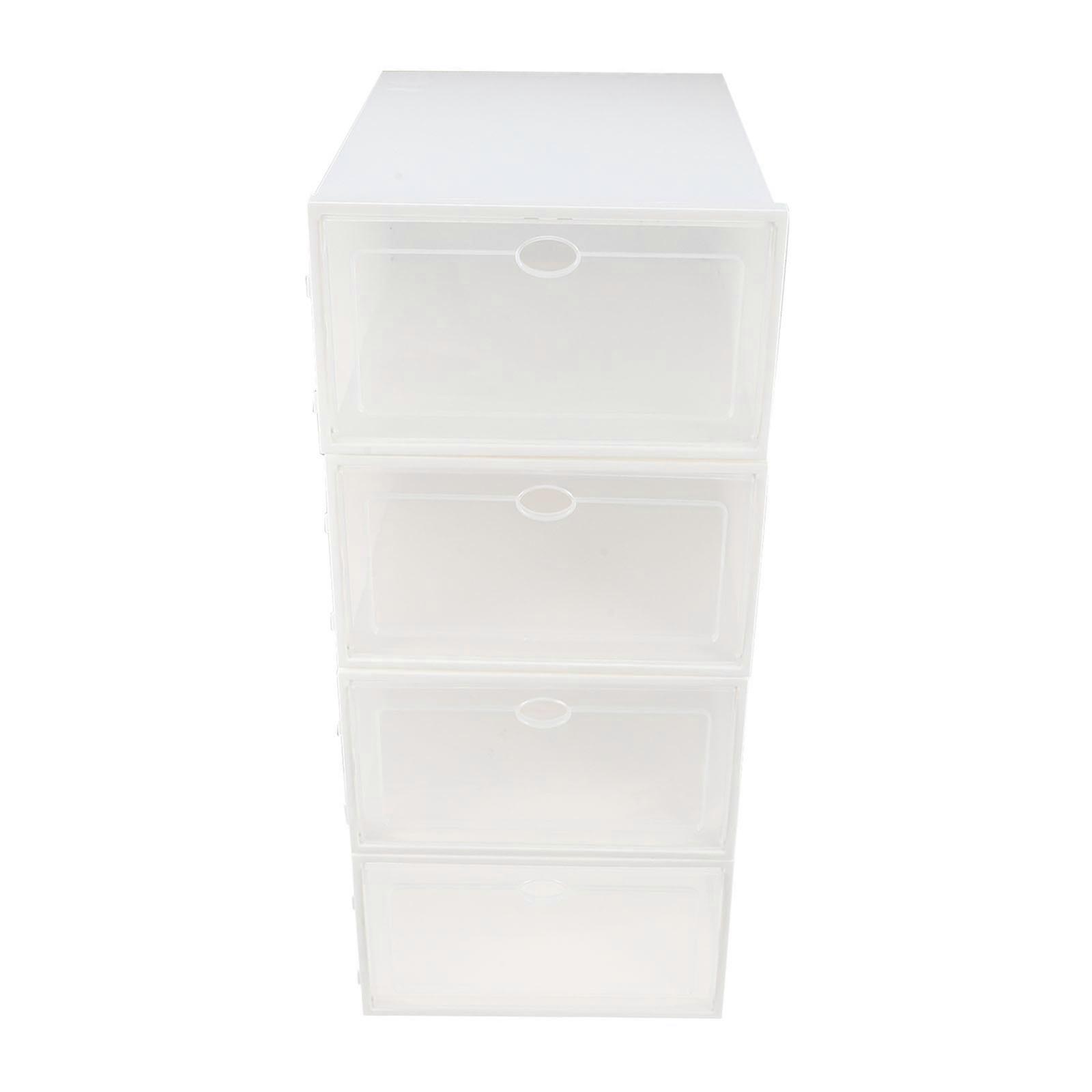 Here's a refined and professional product description based on your input:
**4 Pack Transparent Plastic Storage Boxes for Men's Shoes – Sturdy,