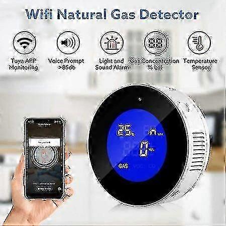 Wifi Natural Gas Detector/propane Detector, Natural Gas Alarm For Home With Lcd Display Plug-in Gas Leak Sensor For Lpg, Lng, Methane & Butane Gases