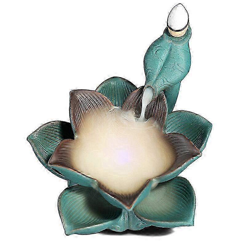 2025 Ceramic Backflow Incense Holder with LED Lotus Design