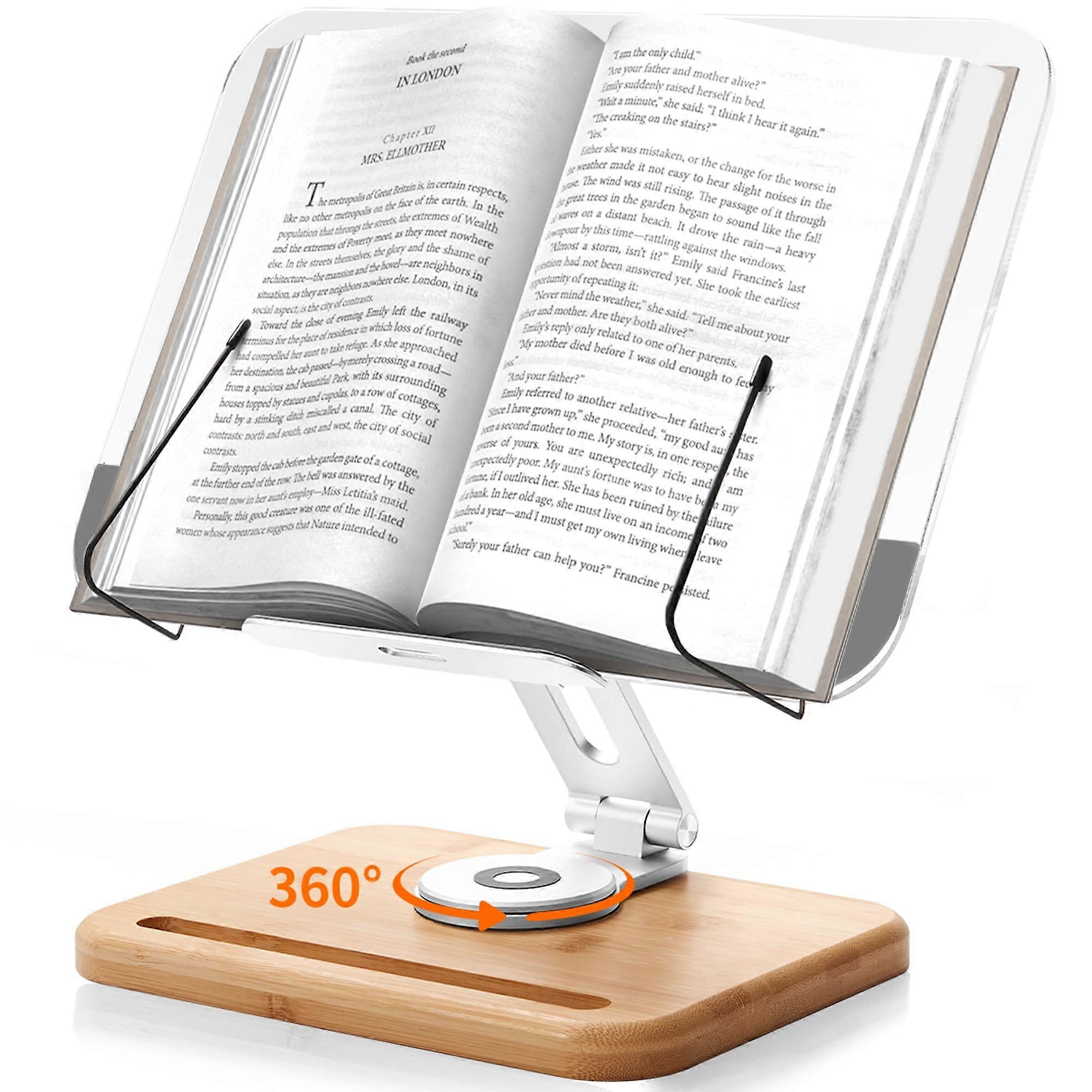 Acrylic Book Stand, Adjustable 360°Rotating Base with Phone Holder, Foldable Ref: 6101