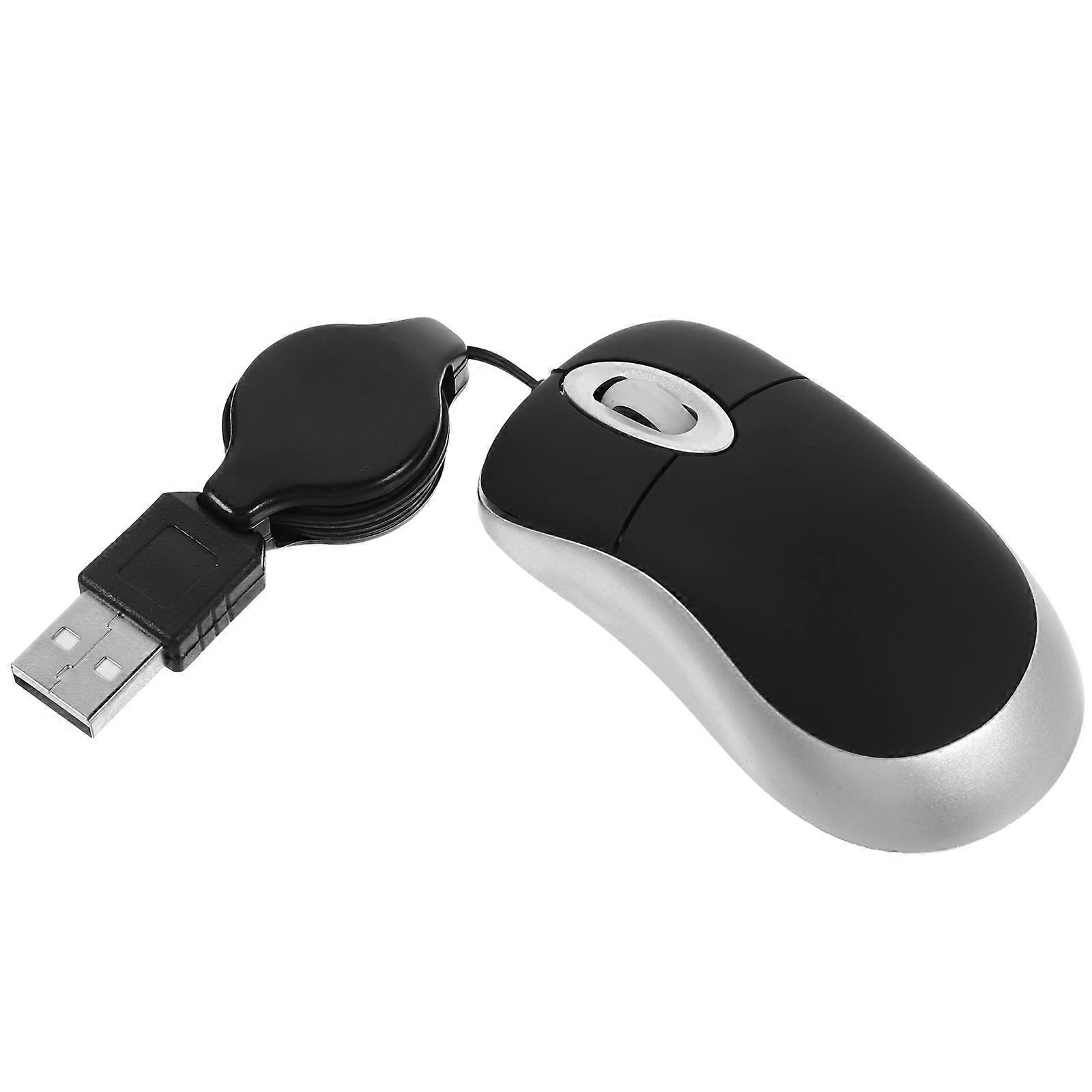Mini Mouse for Laptops, Retractable Wire, Comfortable Ergonomic Handling