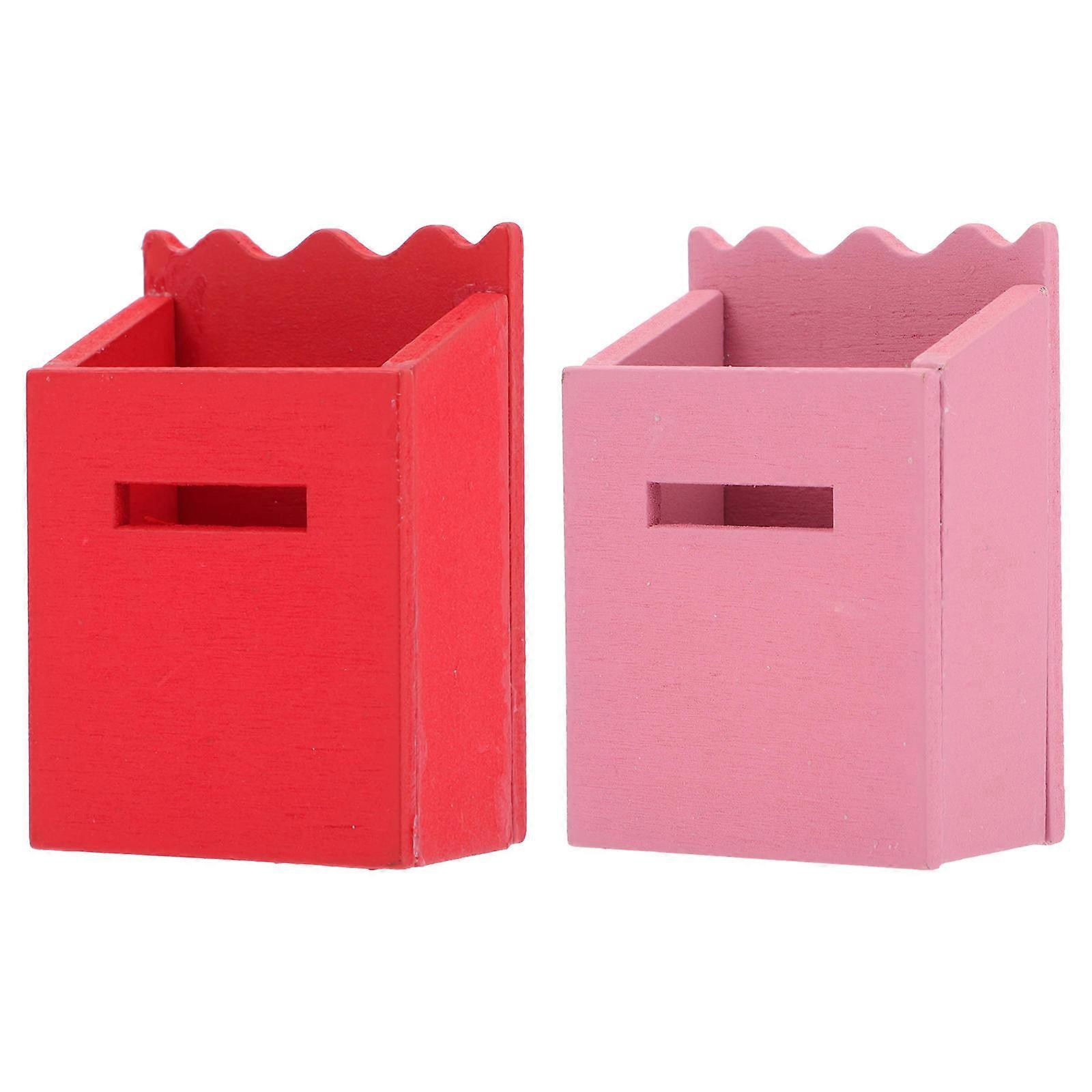 Dollhouse Mailbox Mini Mail Boxes Miniature Scene Decor Wooden Miniature Design For Collectors Of Mini Items 2Pcs