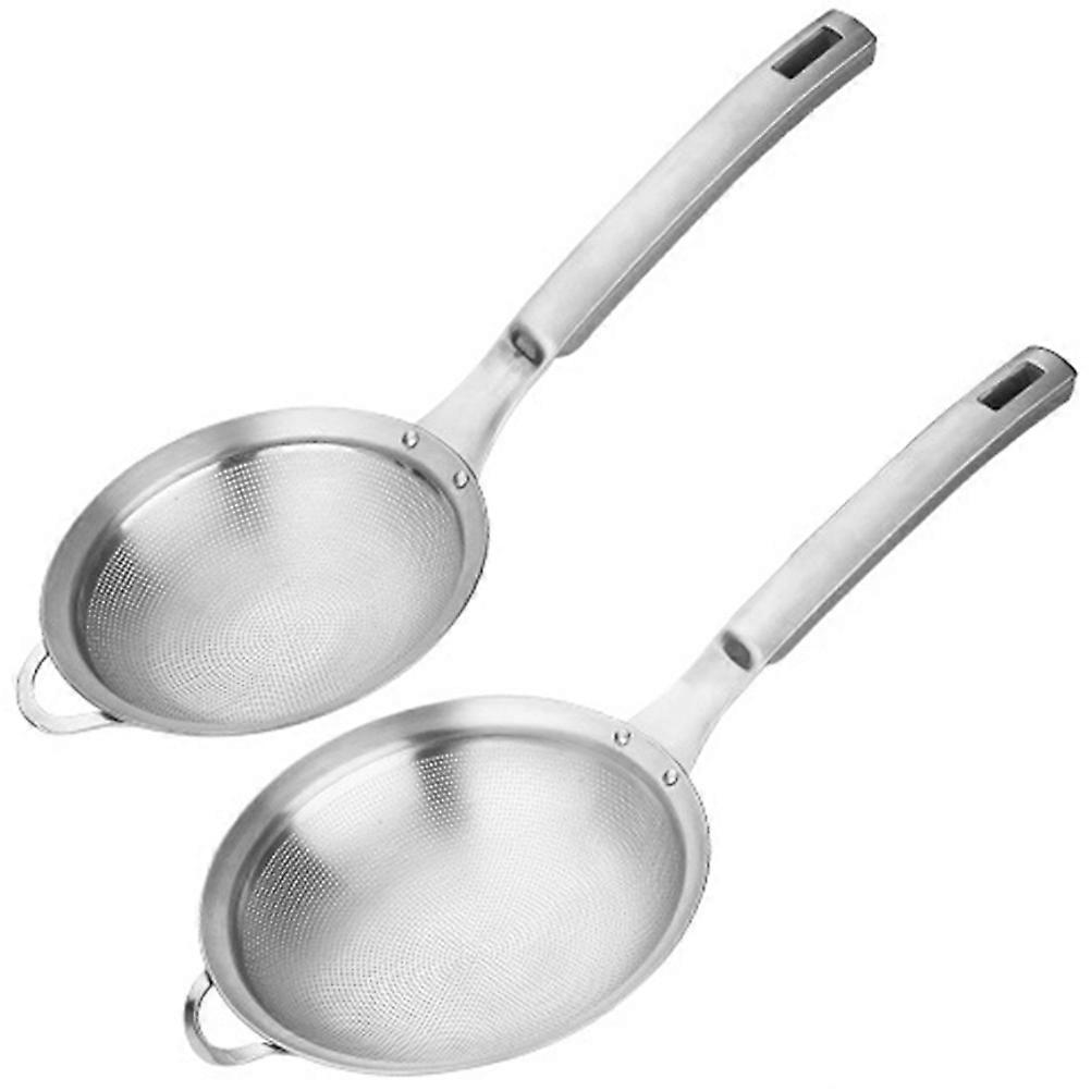 Kitchen Colander Strainer Multi Function Metal Colander Anti Corrosion Ergonomic Handle Design Suitable For Frying 2Pack