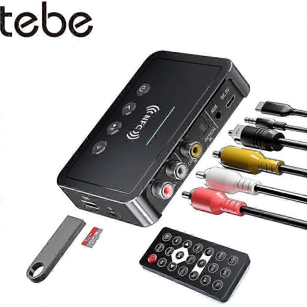 Wireless Bluetooth 5.0 Audio Adapter for Various Connectors with Remote Control Functionality and Support for TF Card and USB Playback