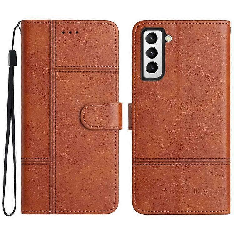 Compatible For Samsung Galaxy S21+ 5G Flip Wallet Case, Business Style Cowhide Texture PU Leather Phone Stand Cover with Strap