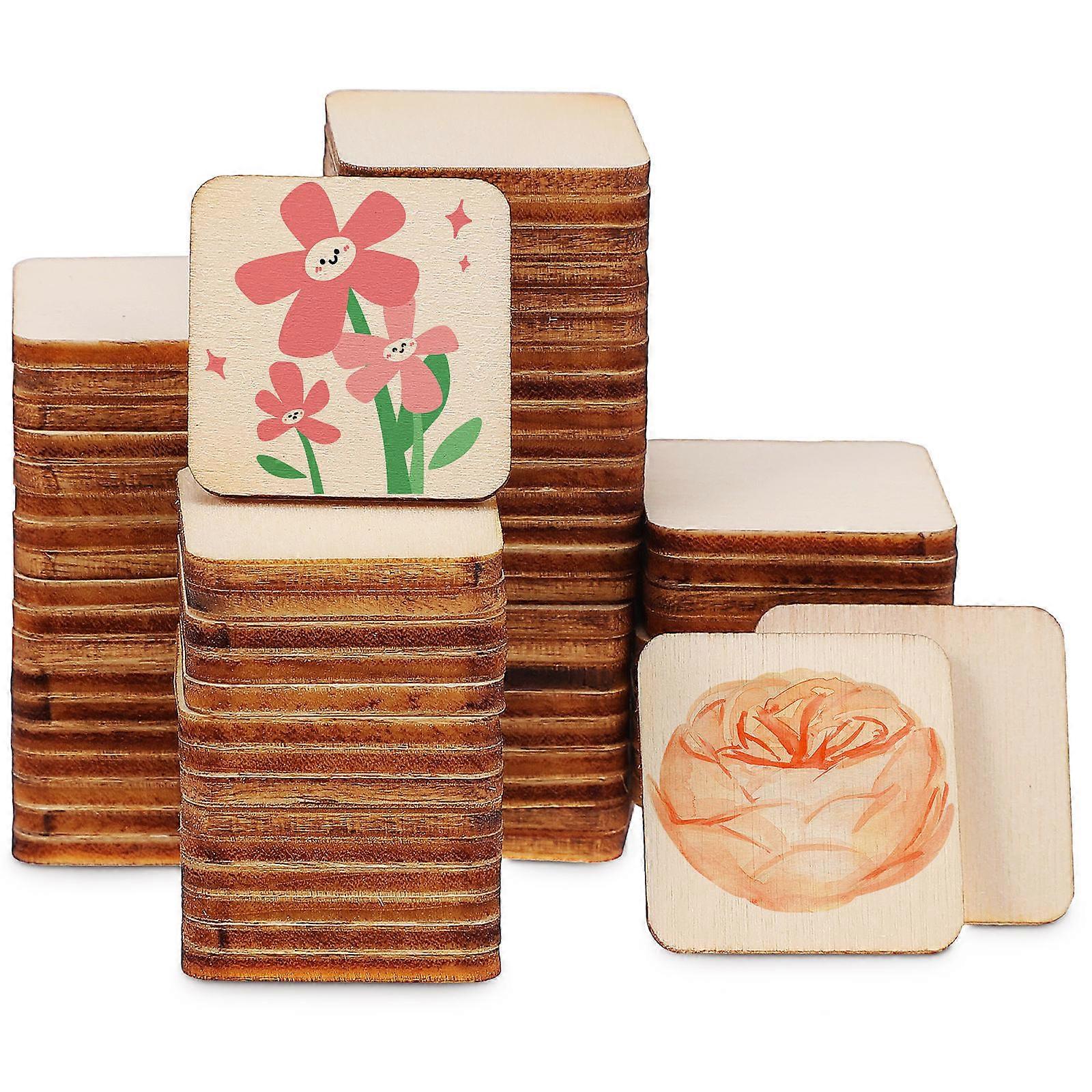 Wood Pieces Wood Squares Unfinished For Artisans Crafting Diy Projects 300Pcs