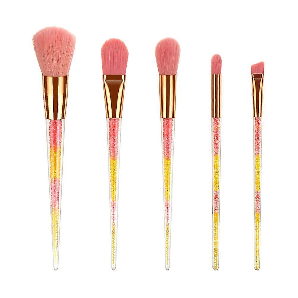 Blush Brushes Multipurpose Makeup Set Pink Plastic Portable Foundation Application 5Pcs
