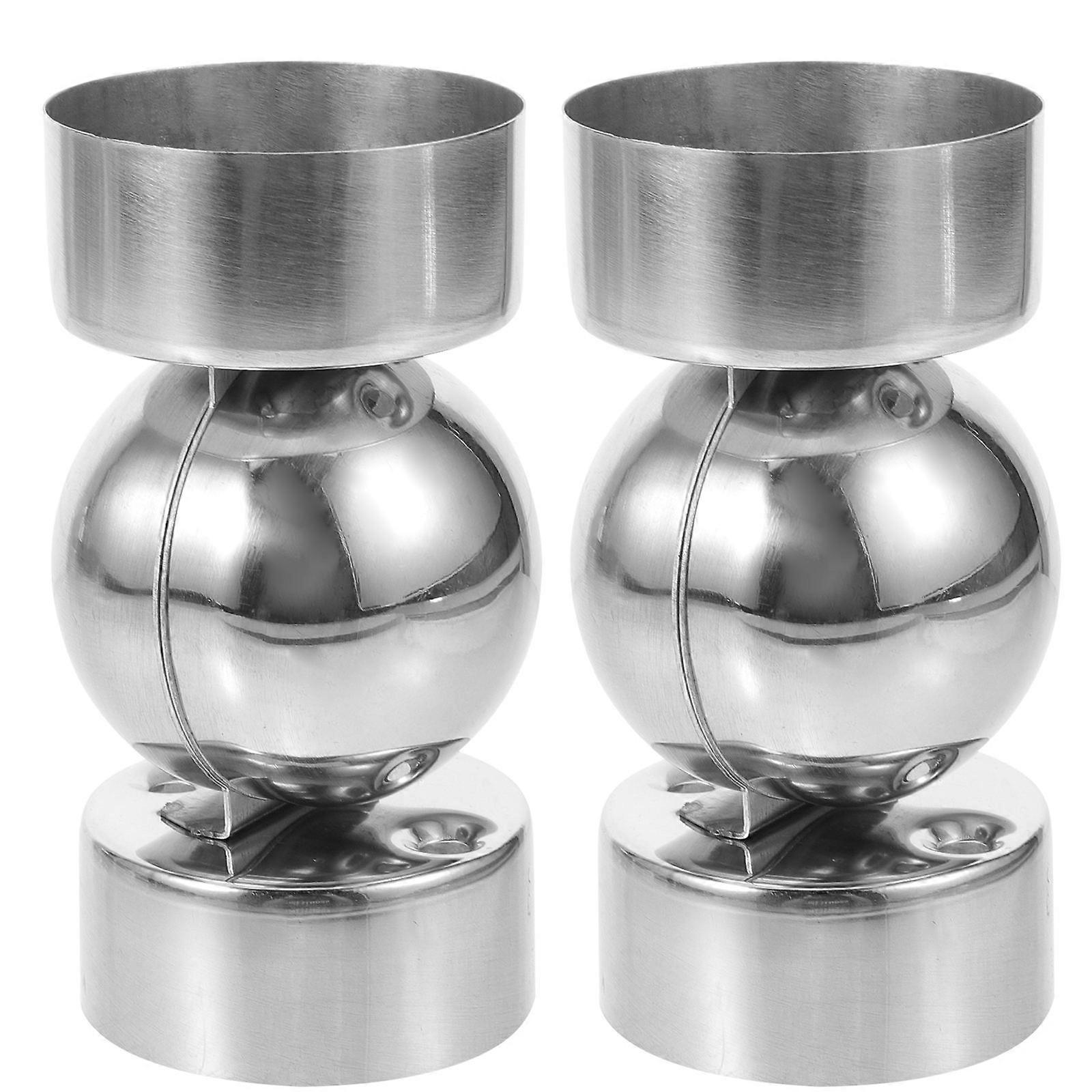 Stainless Hand Rail Fitting Adjustable Round Shape for Handrail Silver 10x5cm 2Pcs