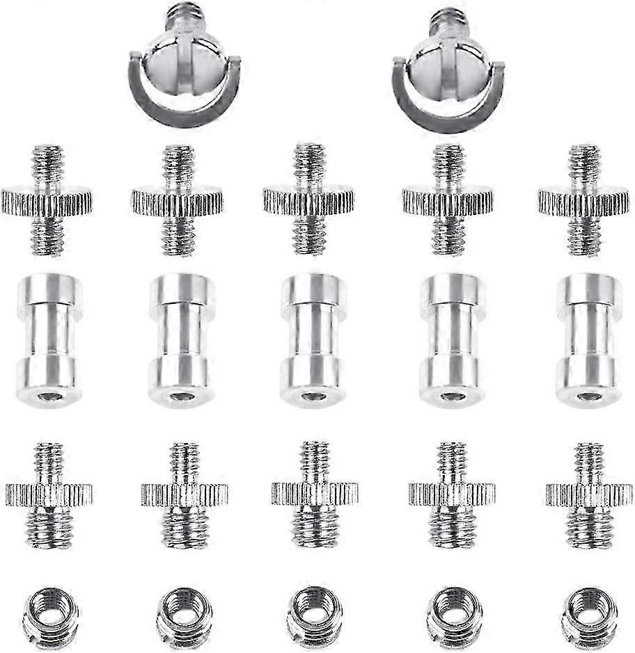 ברגי חצובה 22pcs מתאם ברגי מצלמה, 1/4 אינץ 'ו 3/8 אינץ 'ממיר ברגים מושחלים