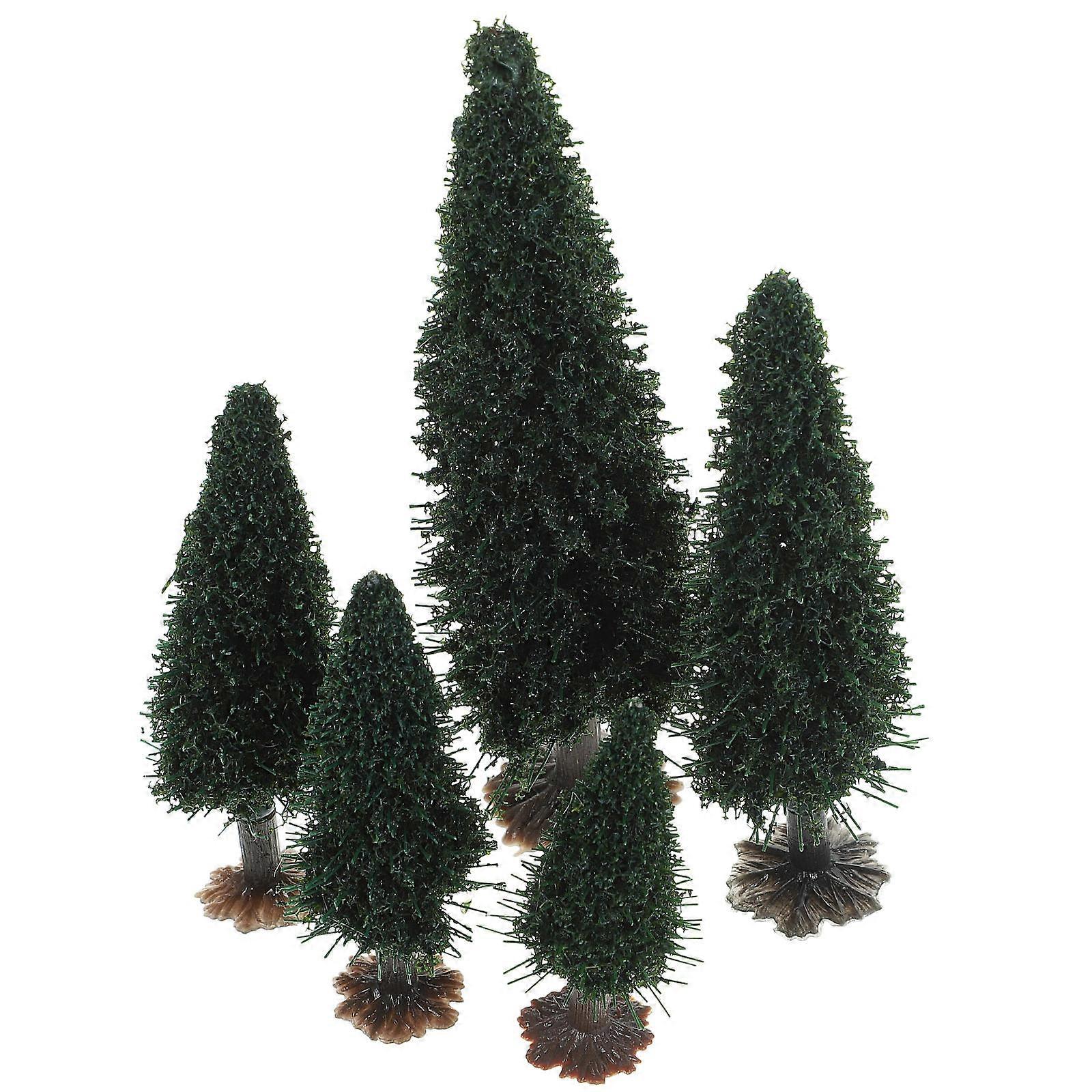 15pcs Miniature Scene Trees for Decor Green Plastic and Iron Lightweight Durable Small Size