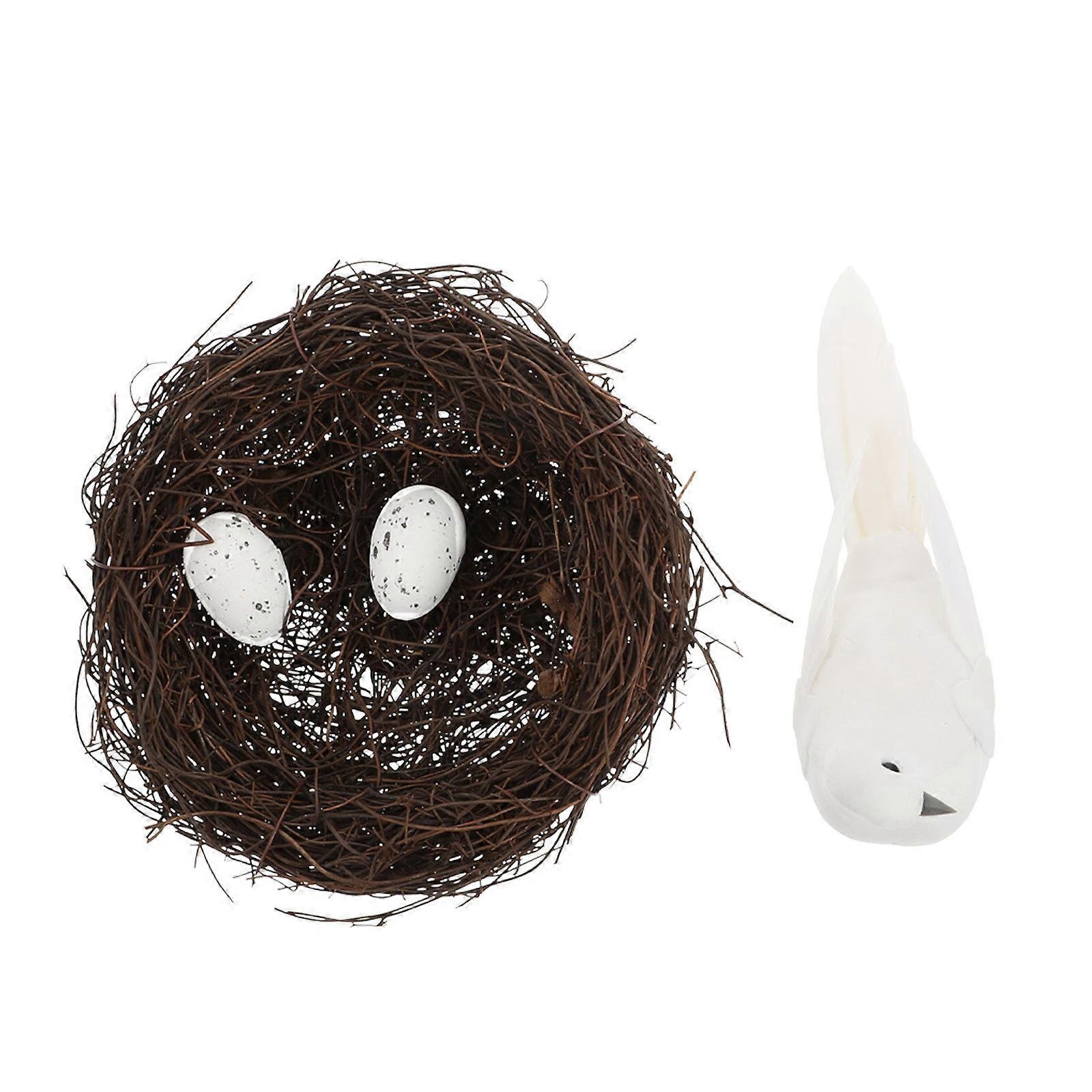 Decorative Bird Nests Simulated Birds Nest Adornment 13x13x4cm White Foam 1 Set