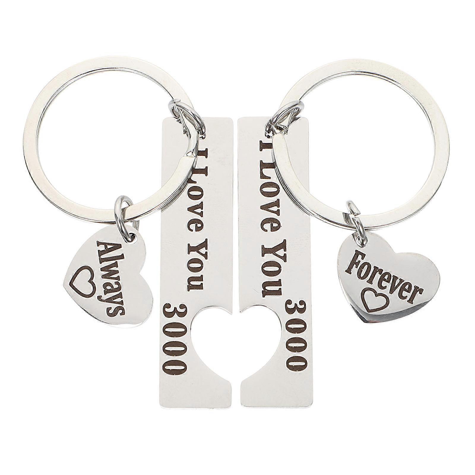 Valentine's Day Keychain Couples Design Stainless Steel 2Set