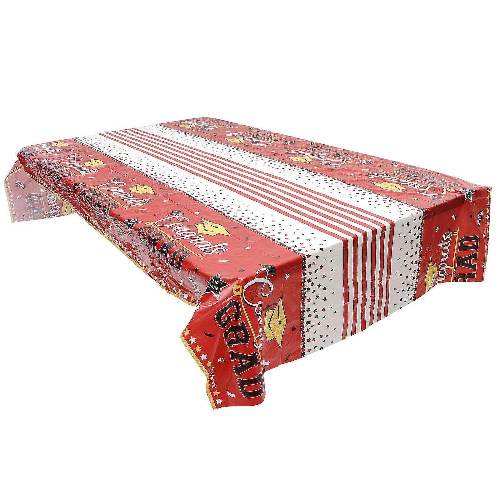 Graduation Decoration Tablecloths Grad Tablecloth Rectangular Red 54x108in Waterproof Decorative For Families Friends 1Pack