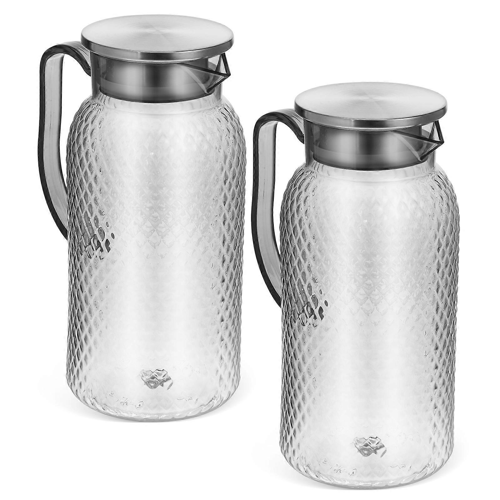 Water Jug With Lid Plastic Pitcher For Storing Fresh Juice 2Pcs