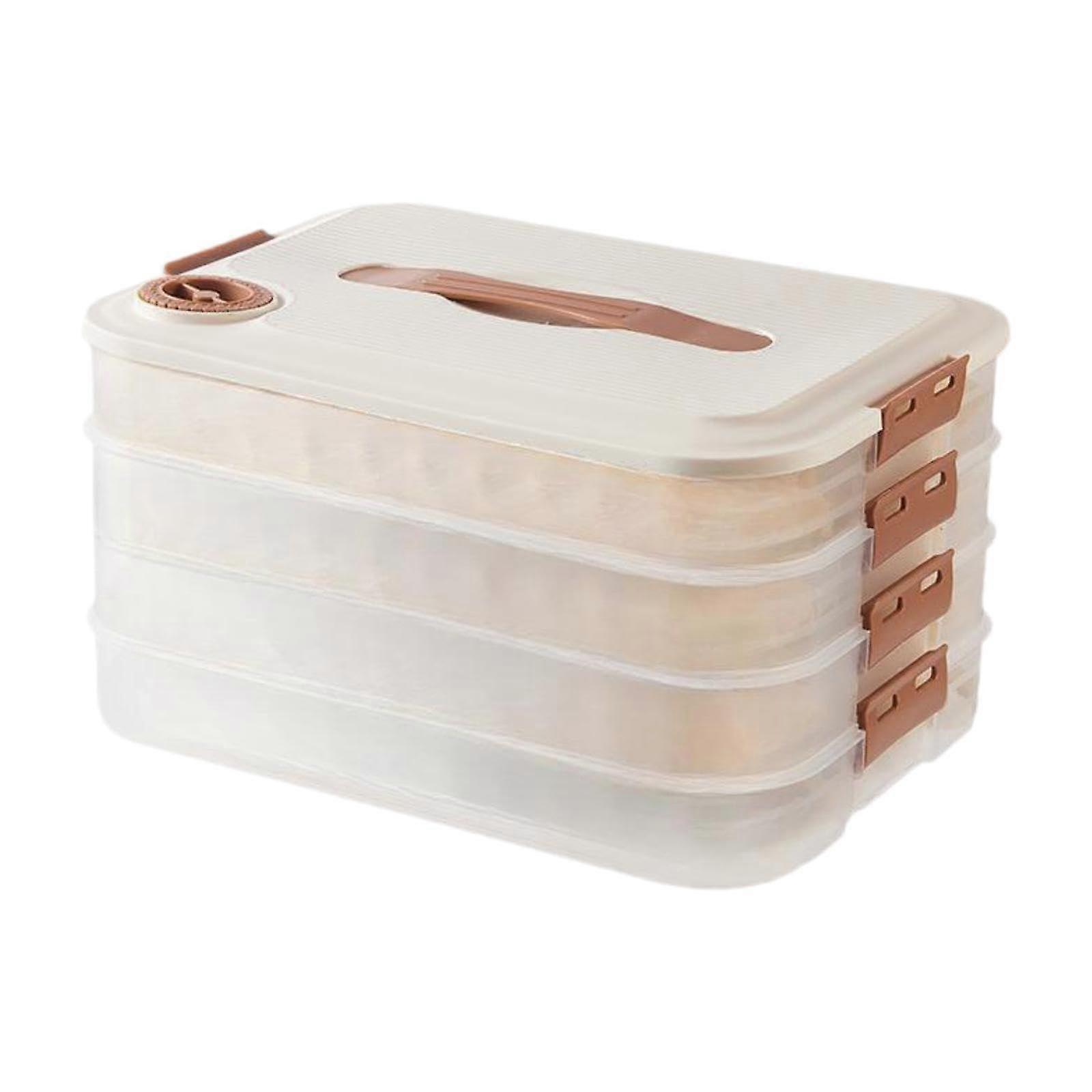 Stackable food storage containers, refrigerator organizer, dumpling box for snack noodles, pasta, steamed buns, kitchen, four layers