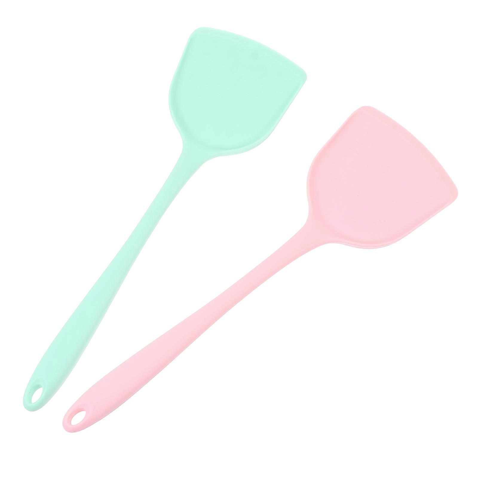 Frying Spatula 1Set 2Pcs Silicone Turner Cooking Utensils For present Giving Pink